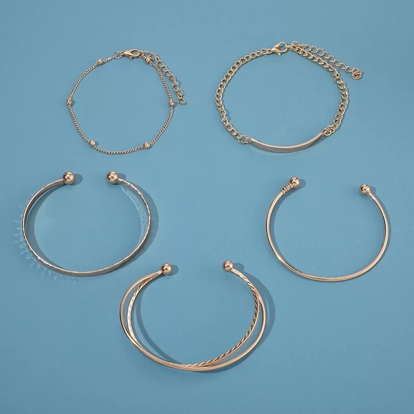 Fashionable Gold Plated Bracelet Bangle 5 Pieces - Picture 3 of 5